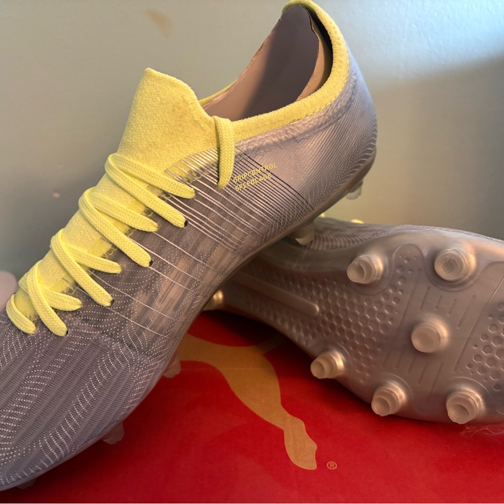 Puma Womens Yellow and Gray Soccer Cleats